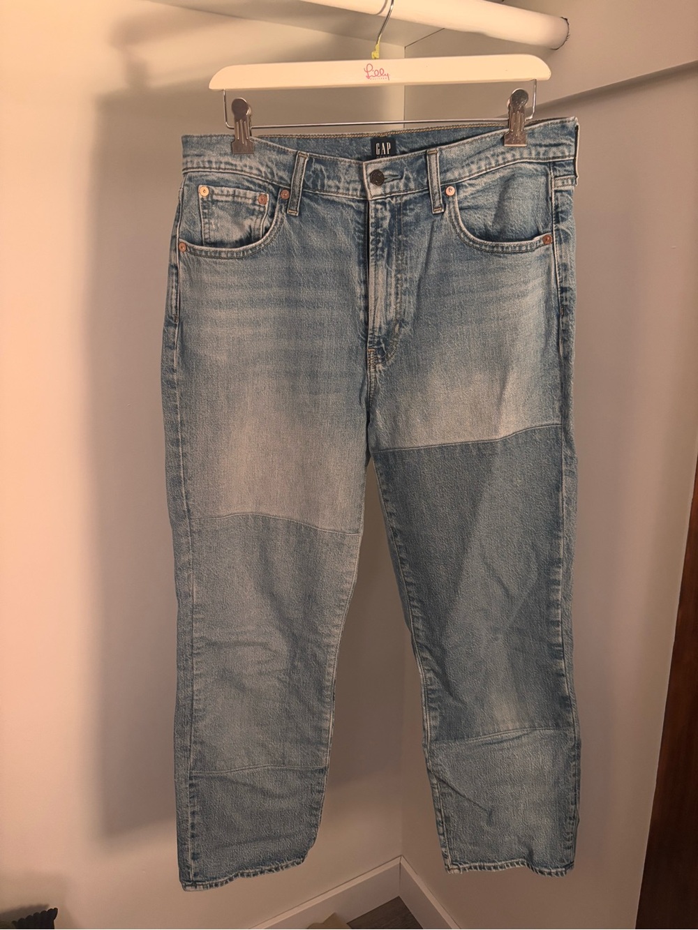 GAP Women’s Light Blue Straight Patchwork Jeans